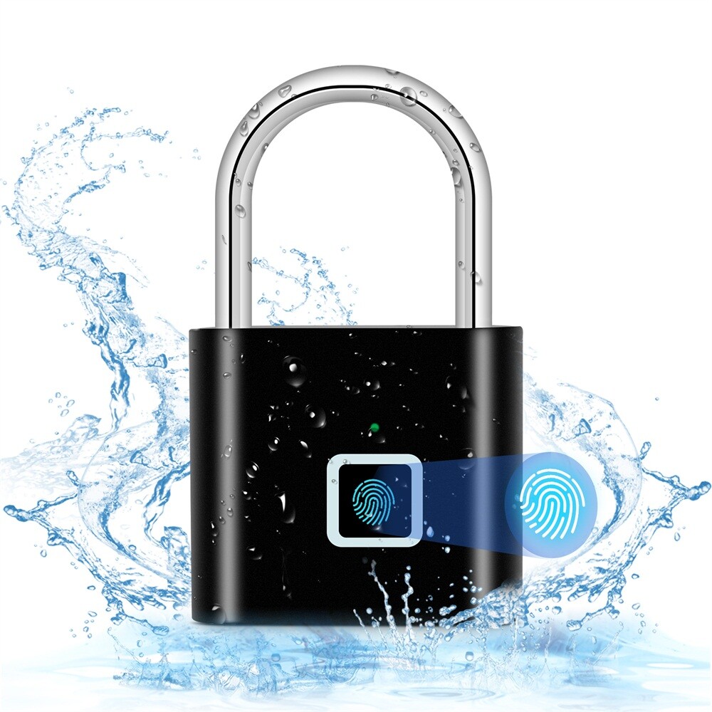 2x Waterproof Smart Fingerprint Door Lock Keyless Rechargeable Padlock Security