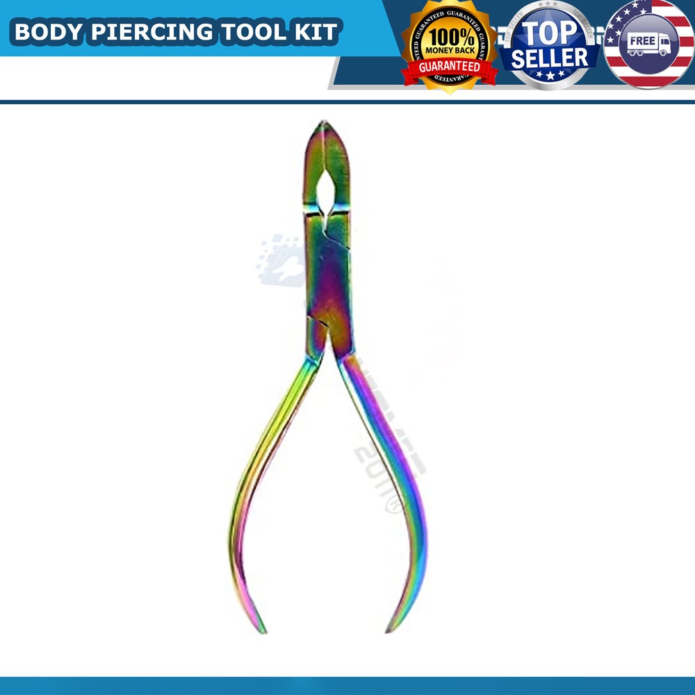 2 SET RAINBOW 7 Body Piercing Instruments Kit Tools Penington Forceps NOSE EAR