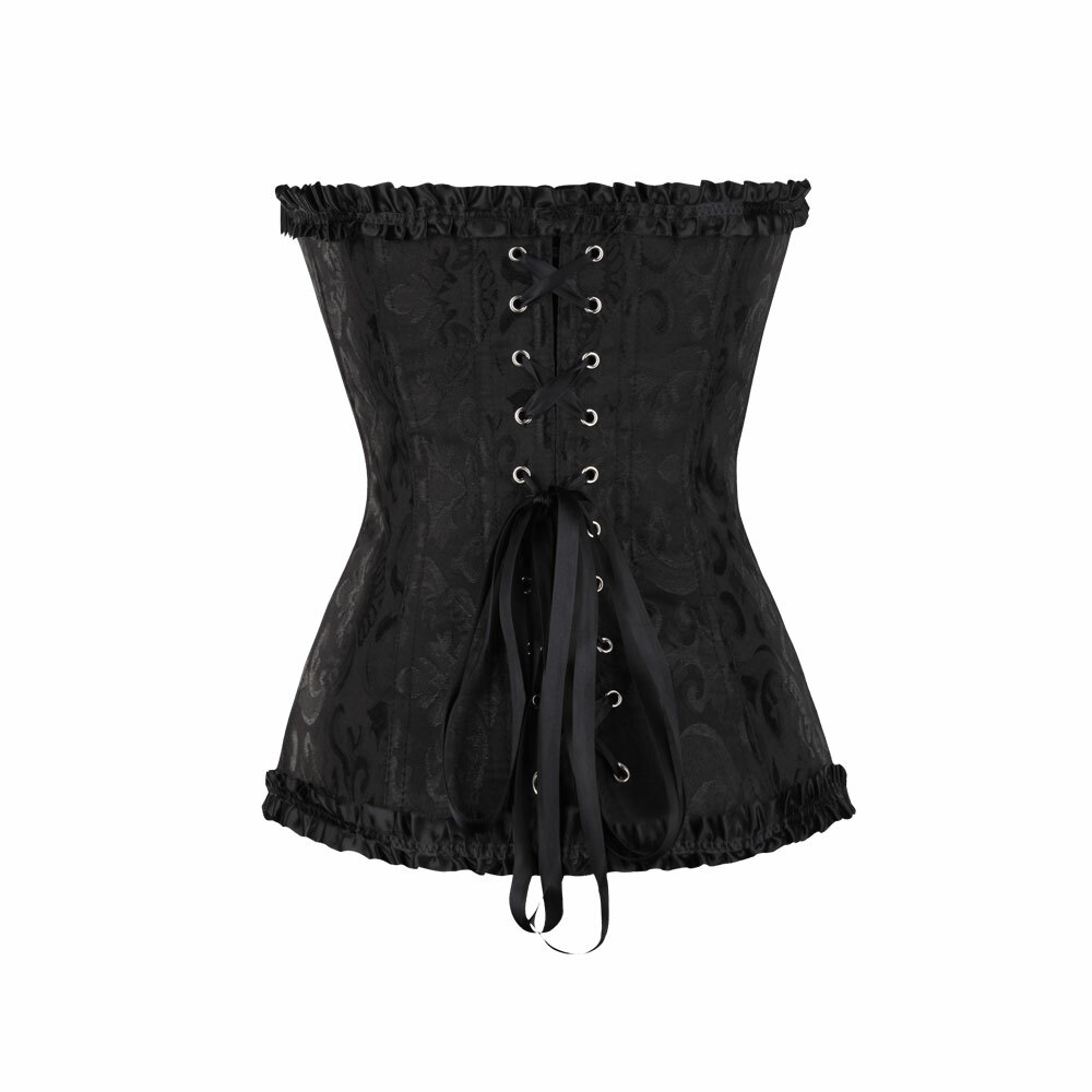 Women Basic Lace up Boned Corset Bustier Waist Training Sexy Lingerie+G-String