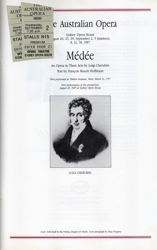 @ AUSSIE THEATRE PROGRAM: MEDEE opera performance Sept 1987 impressive 22 pages