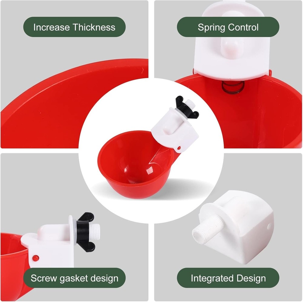 8-Pack Automatic Chicken Waterer Cups with Matching Drill - Leak Proof & Easy...