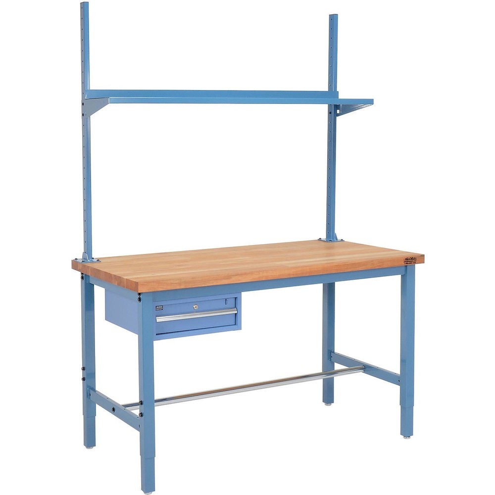 60"W x 30"D Production Workbench 1-5/8" Thick Maple Top Square Edge Drawer