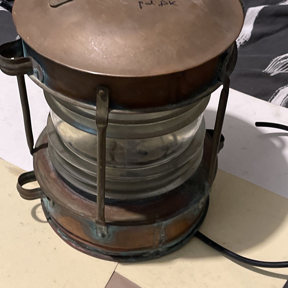 Vintage Large Ship Lantern converted Lamp/Light Copper And Brass.Needs rewiring