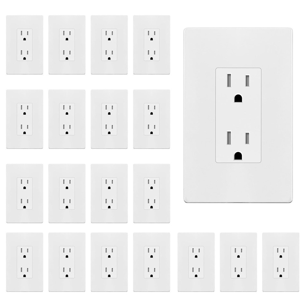 20 Count Tamper-Resistant Matte White Receptacles - Easy Installation & Stylish