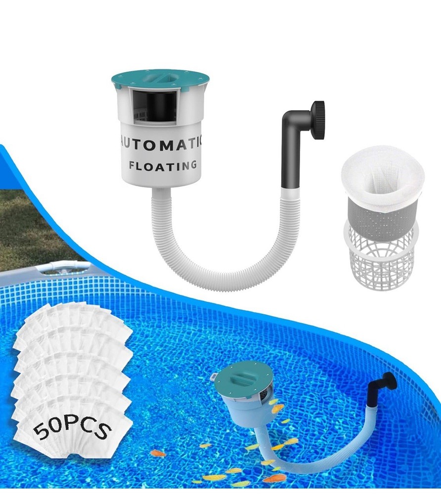 Surface Float Skimmer with 50 Filter Socks 2025 Upgrade No Installation Required