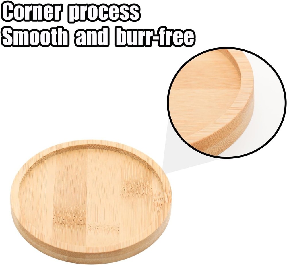 Bamboo Round Tray – 3.7” Outer Diameter, 3.4” Inner Diameter, Reusable Bamboo...