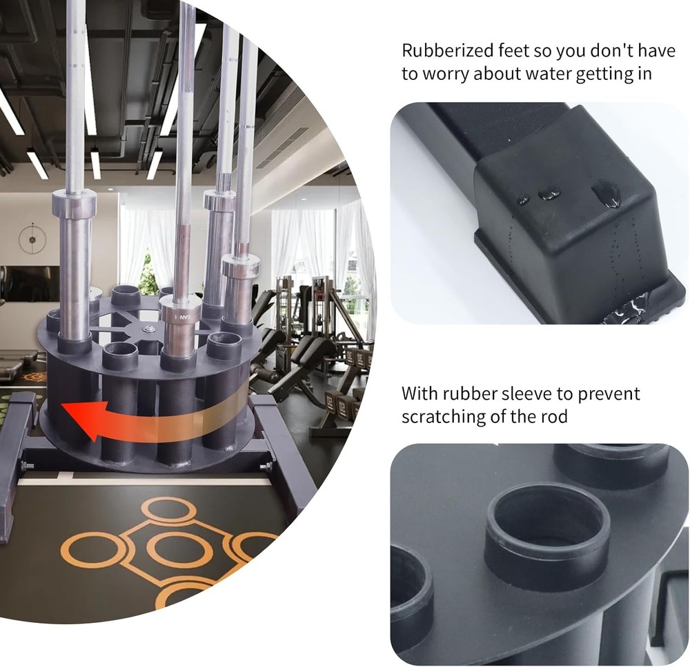 Huaban Vertical Rotating Barbell Storage Rack 10 Bar Capacity