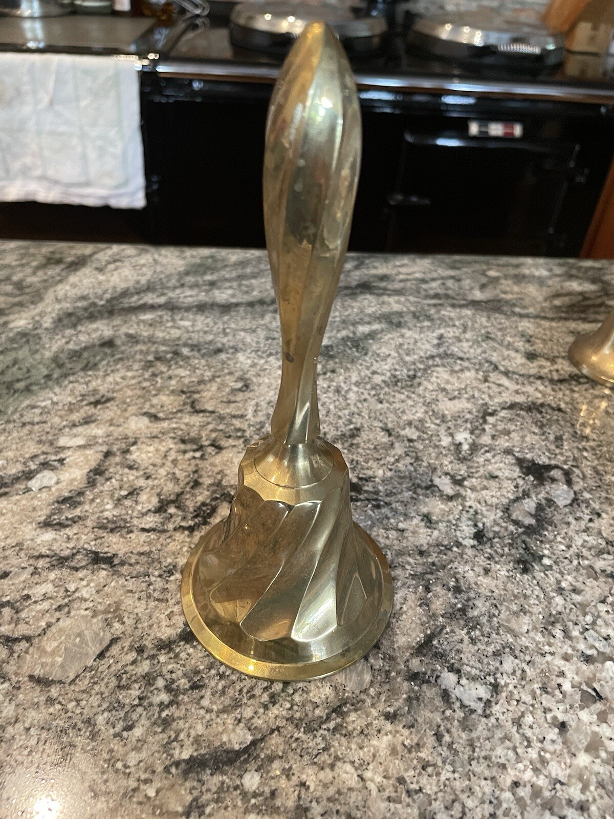 Small Brass Bell Vintage Swirl Pattern Handle