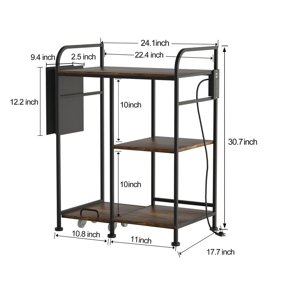 3-Tier Printer Stand - Adjustable Height, Sturdy Design, Space-Saving Storage...