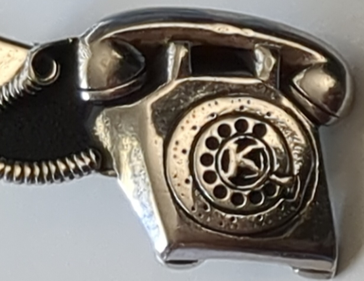 Vintage Rotary Telephone, B & B Tie Clip Bar Clasp Silvertone. Nice Looking