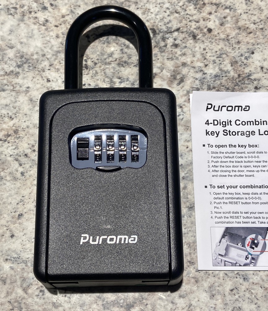 Key Lock Box Waterproof Combination Lockbox Portable Resettable Wall Mounted & H