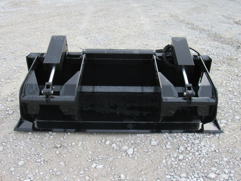 72" Solid Bottom Dual Cylinder Bucket Grapple Skid Steer Quick Attach Attachment