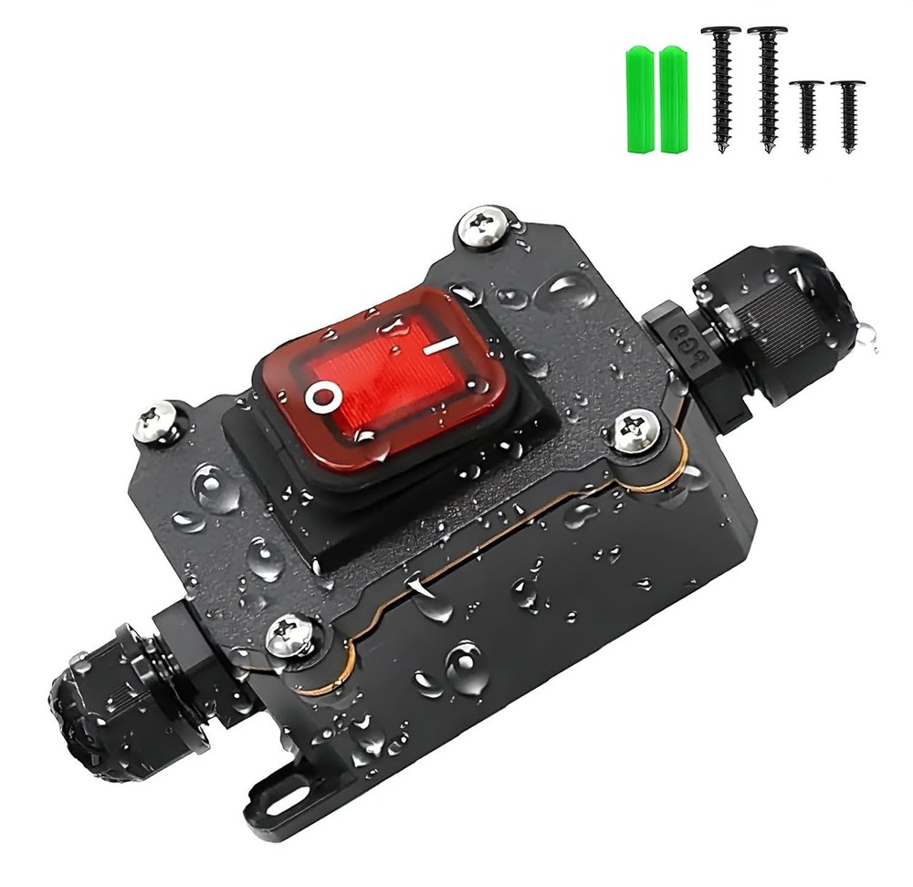 IP67 Waterproof Inline Switch with Red Light Rocker Button, On Off Toggle...