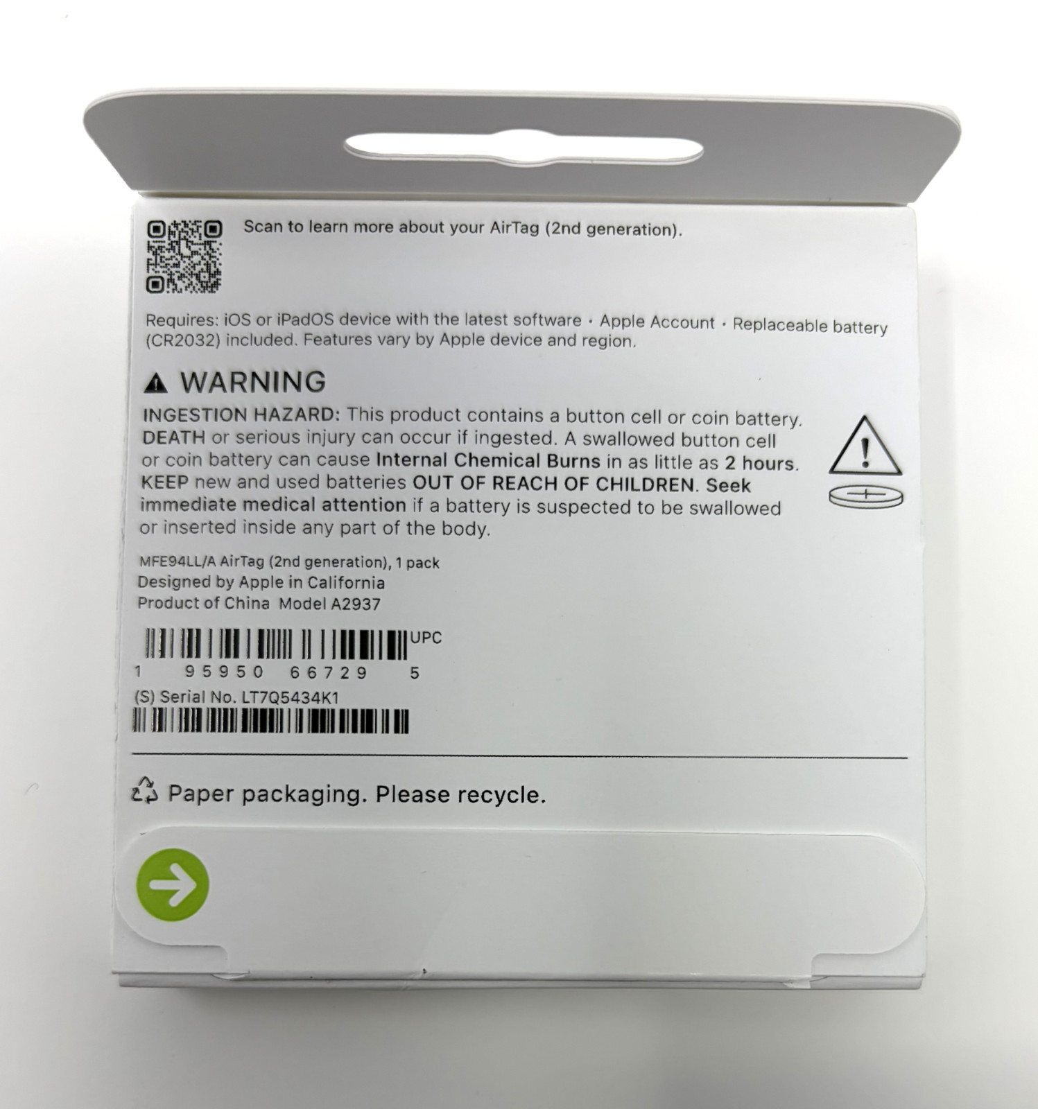 Apple AirTag 2nd Generation Genuine Apple Bluetooth Tracker 1 Pack New