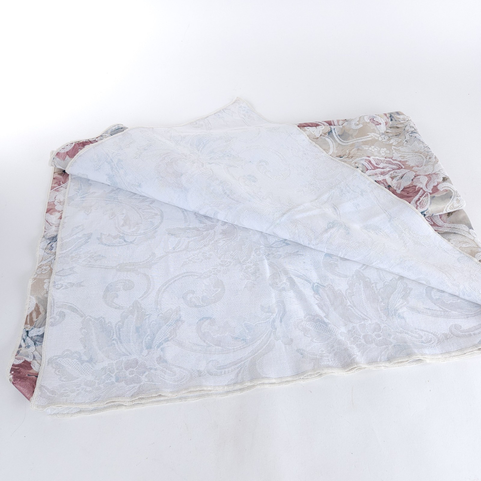 Tablecloth Damask Woven Pastel Floral Reversible White 54" x 80"