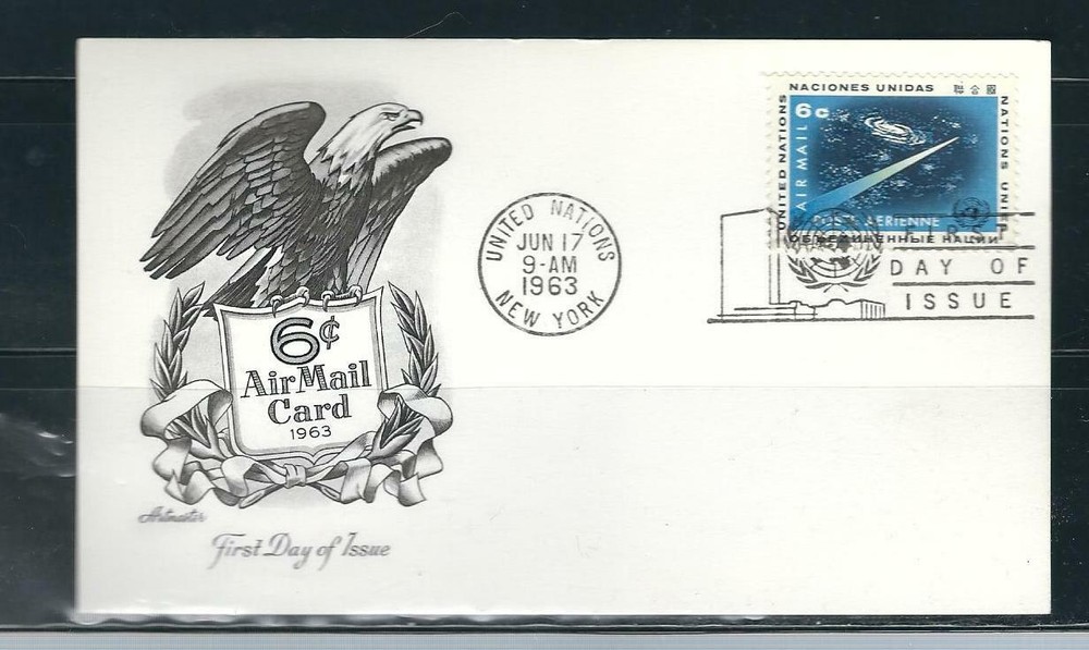 United Nations NY SC # C8 Outer Space FDC. On Artmaster Cards .