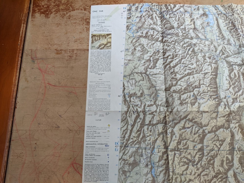 VTG USAF Aviation Sectional Topographical Navigation Chart Map Bitterroot Range