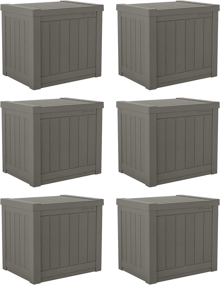 Small Outdoor Storage Box 22 Gallon Java Resin Outdoor Deck Box Flat-Lid Bench