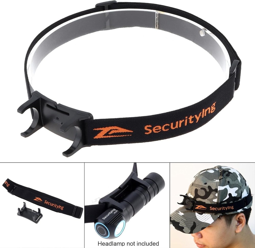Flexible Headlamp Strap with Bracket for Enhanced Night Visibility - Black