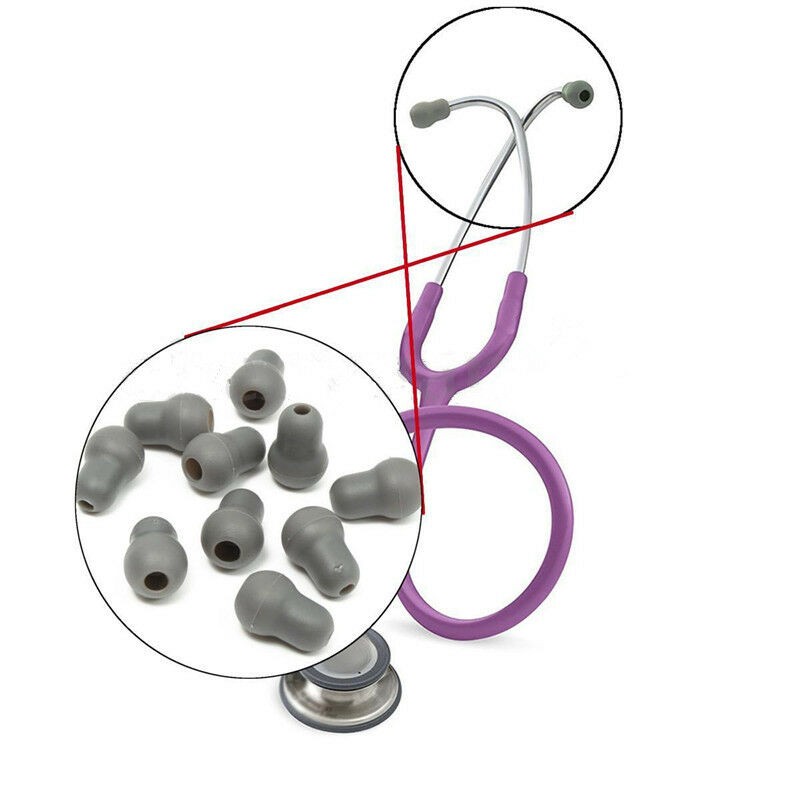 10Pcs Silicone Gray Soft Eartips Earplug Earpieces For Littmann Stethoscope