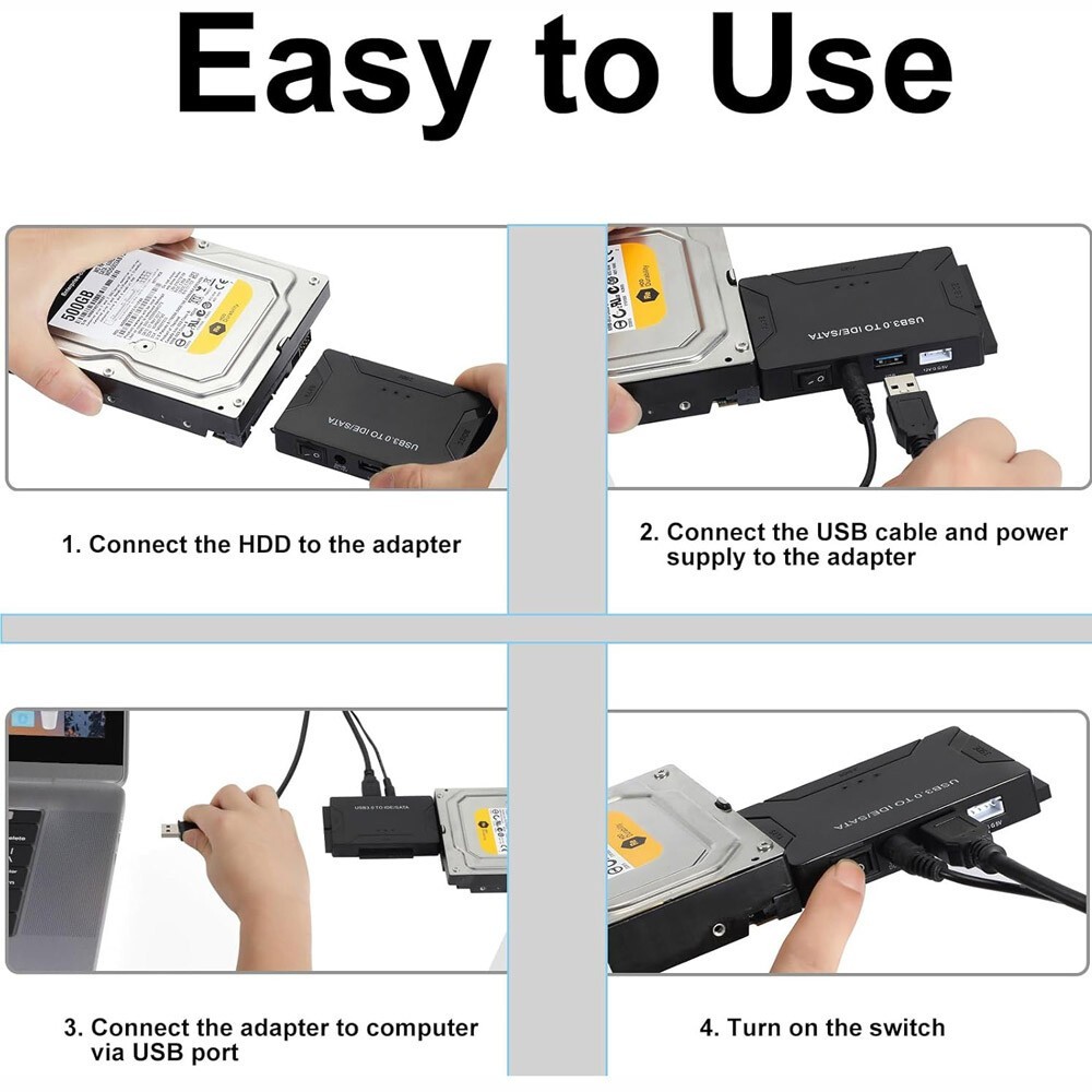 USB 3.0 to IDE & SATA Converter External Hard Drive Adapter Kit 2.5"/3.5" Cable