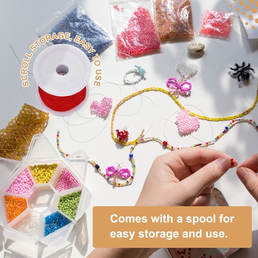 2 pcs 0.6mm String for Bracelets, 44 Yards Beading Thread(Bright Orange)