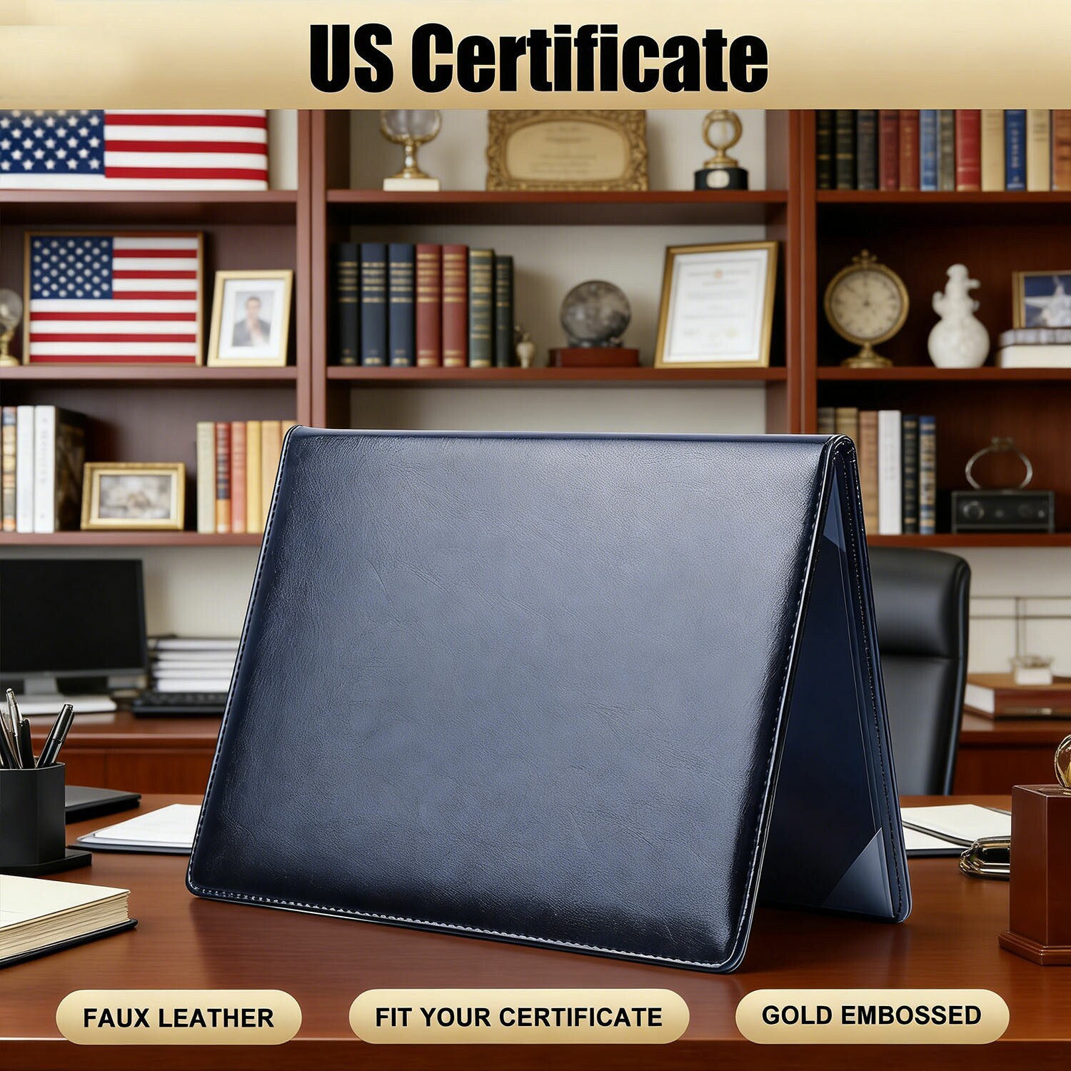 US Naturalization Certificate Holder PU Cover for Citizenship Document
