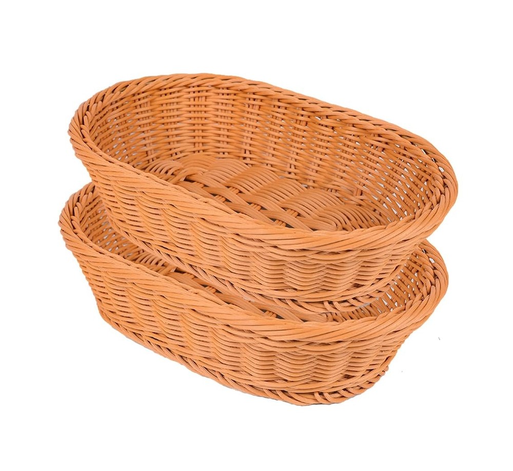Woven Breads Baskets, Oval Small Fruit Baskets Stackable Plastic Wicker Baske...