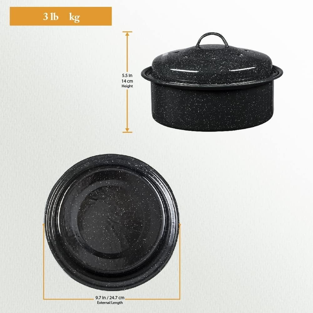 Granite Ware Mini Round Roaster 8.7" 3 lb Black