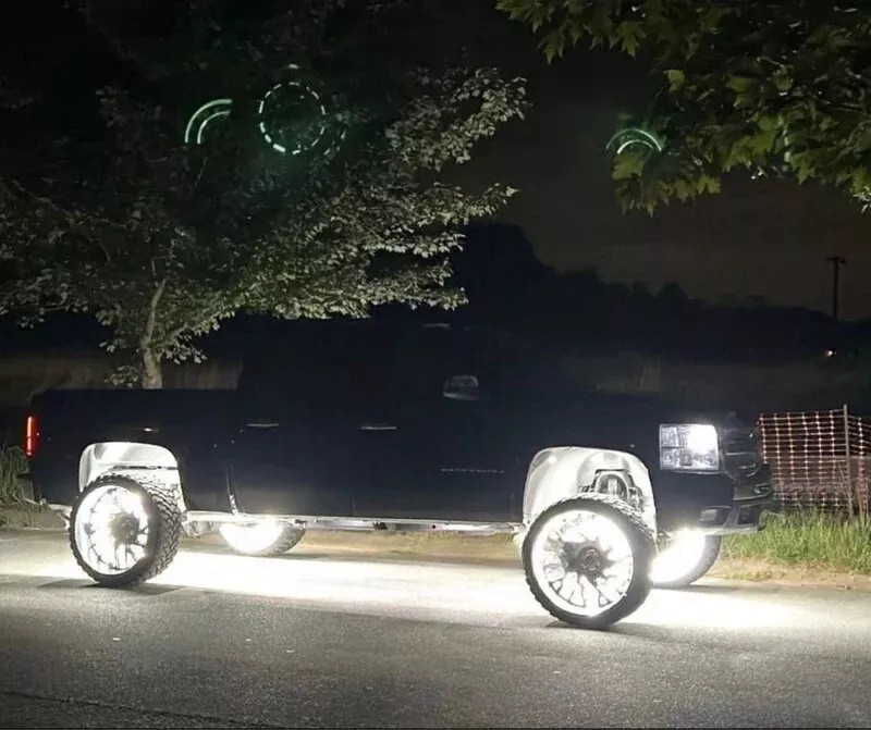 Set with (4) 17.5" QUAD ROW Strobes PURE WHITE Car Truck LED Wheel Rim Lights