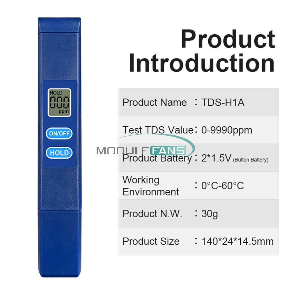 Digital TDS Meter Tester Water Quality Testing Tool for Drinking Water 0-9990ppm