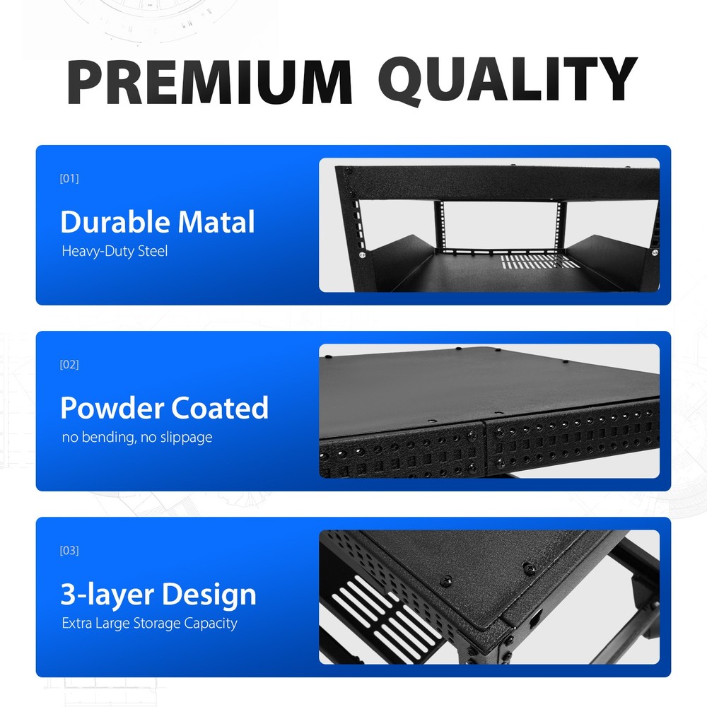 12U 4 Post Open Frame Server Rack Network 23"-40" Adjustable w/ Casters Shelves