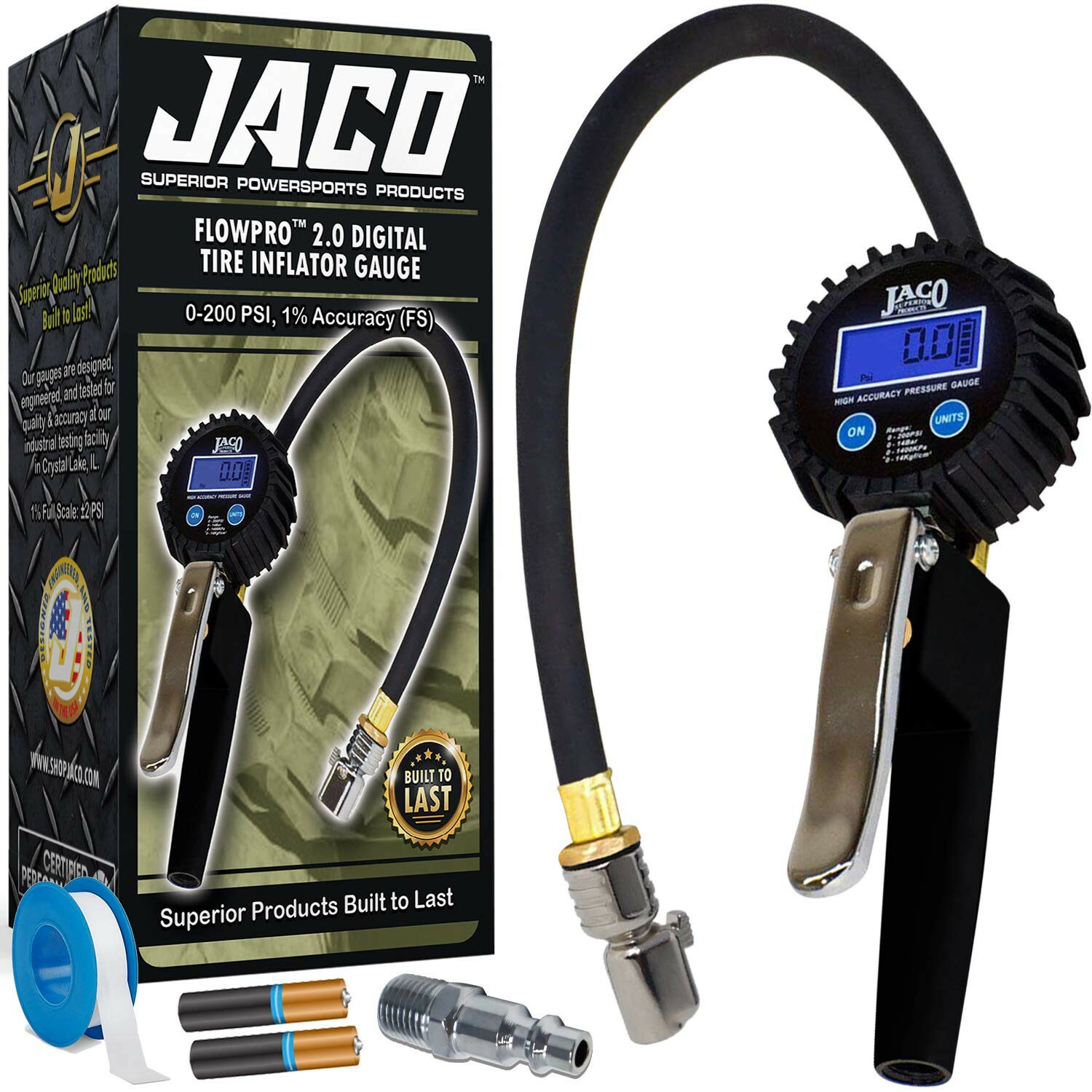 JACO FlowPro 2.0 Digital Tire Inflator Gauge - 200 PSI