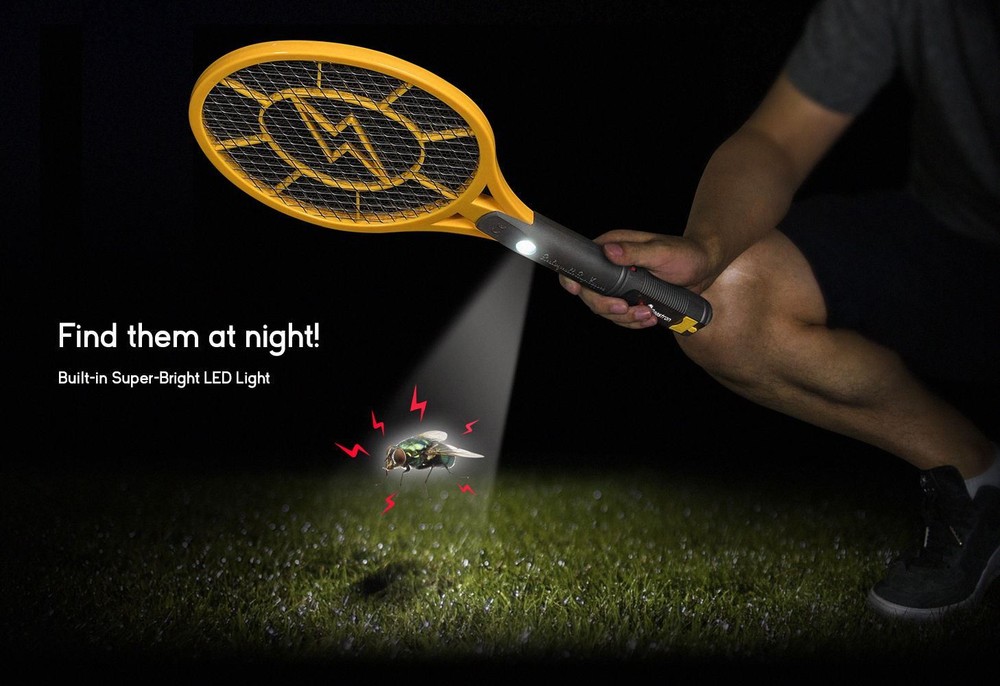 Beastron Rechargeable Handheld Electronic Insect Mosquito Fly Bugs Zapper Racket