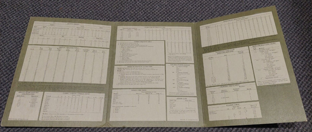 Dungeons & Dragons Combat Shield - Basic Expert Game Accessory TSR AC2 9099 b/X