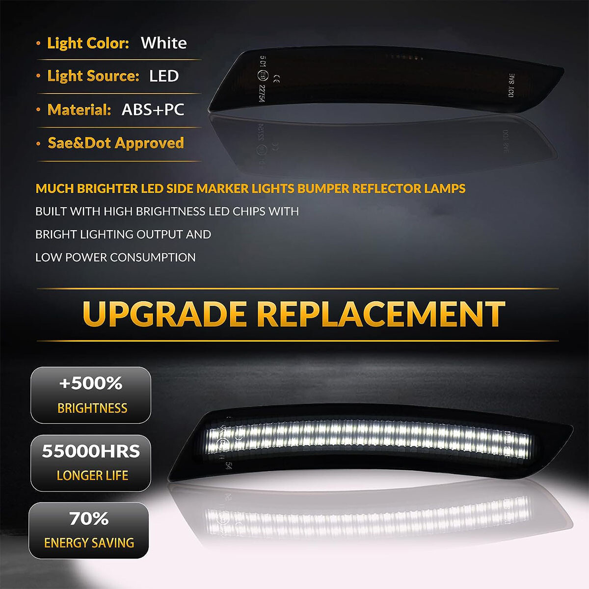 4X LED Side Marker Lights Front Rear Set for Chevy Camaro LS LT SS ZL1 2016-2022