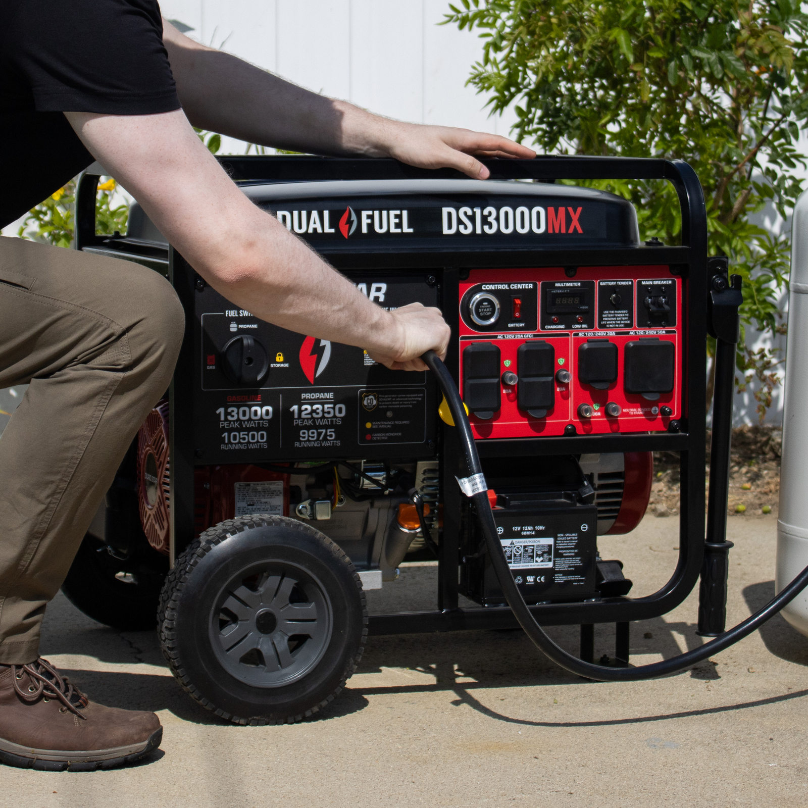 DuroStar DS13000MX 13,000W/10,500W Dual Fuel Portable Generator w/ CO Alert