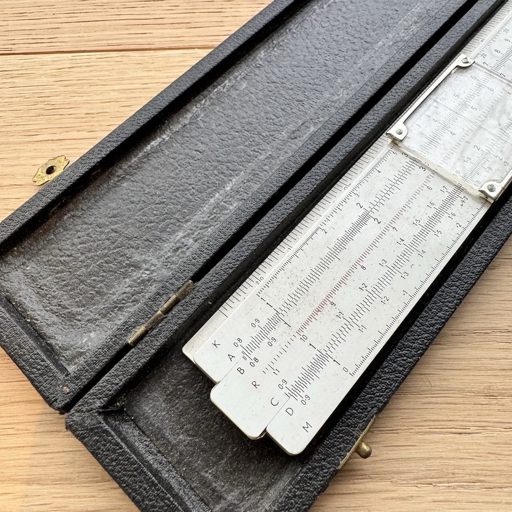 Vintage Sliding Ruler BRL With Case Desk Accessory Drafting