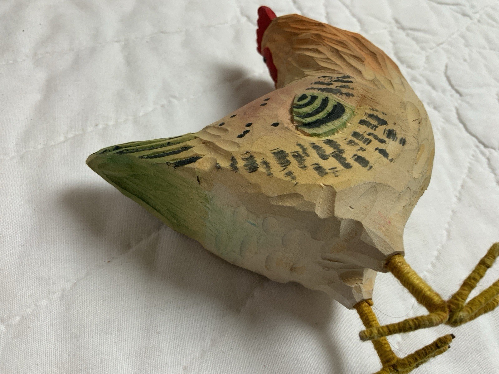 Rooster, Chicken Folk Art Figurine, Country, Wood, Carved, Hand Painted