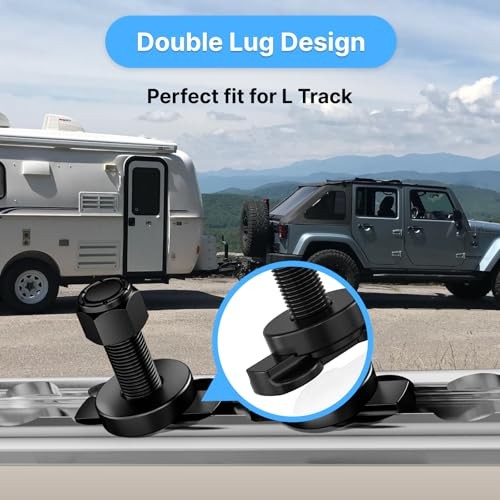 10 Pack L-Track Double Lug Threaded Stud Nut Fitting Tie Down, 4500LBS Max