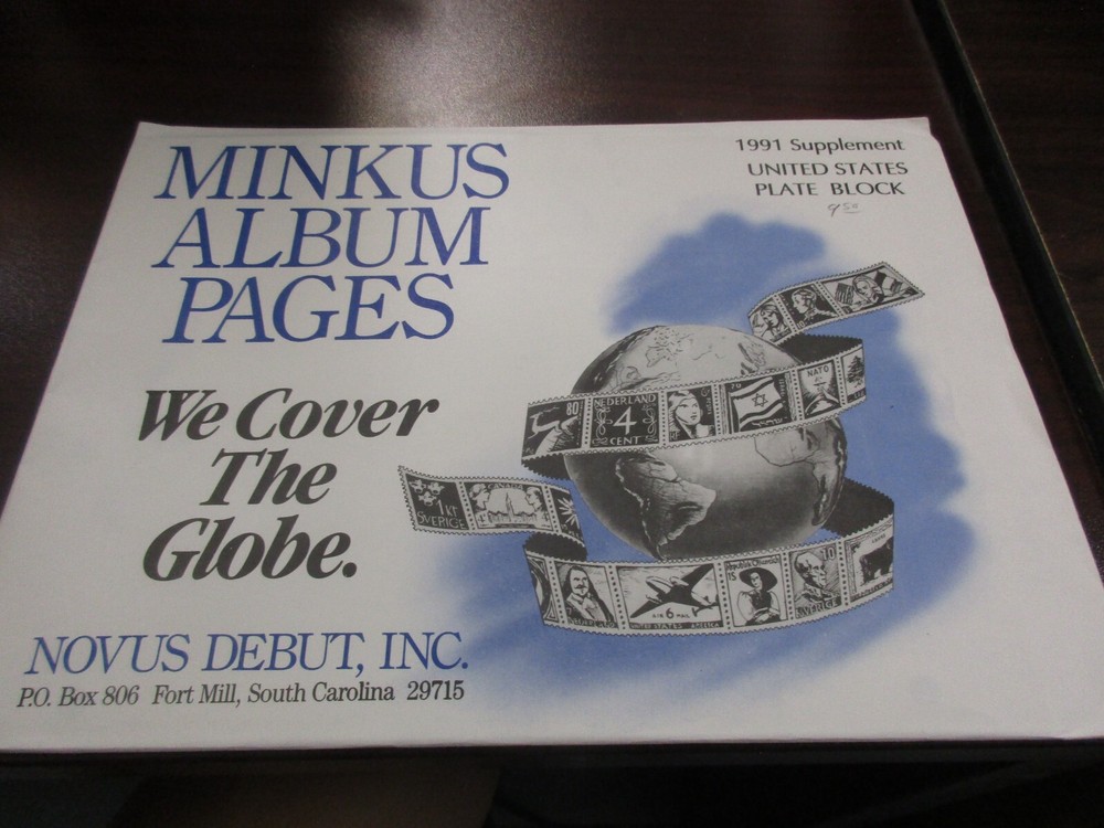 "MINKUS" ALBUM PAGES  U.S. PLATE BLOCKS   1991  W/FREE SHIPPING!!!