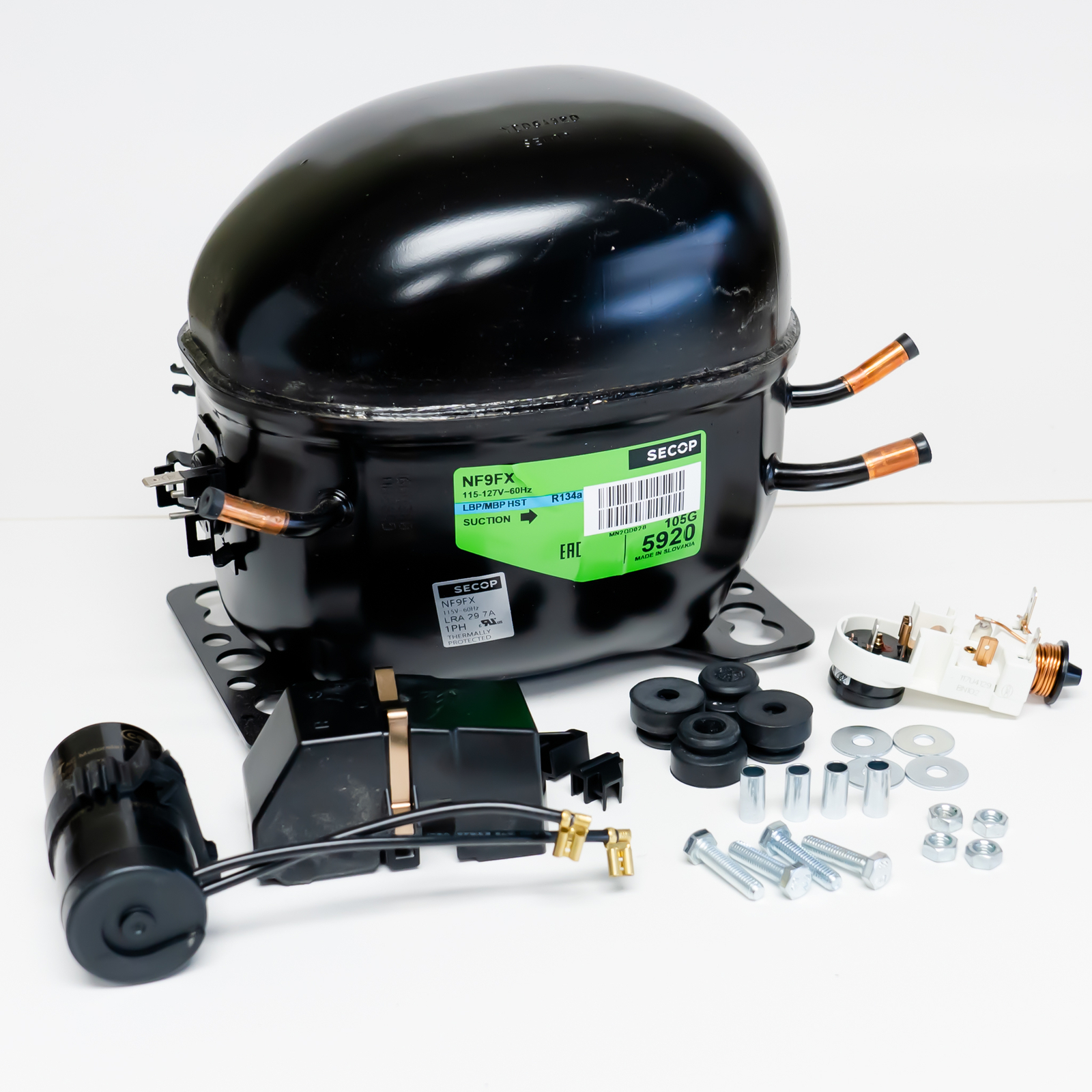 PC990L NF9FX Refrigerator Compressor 990 BTU Relay Start Run Capacitor