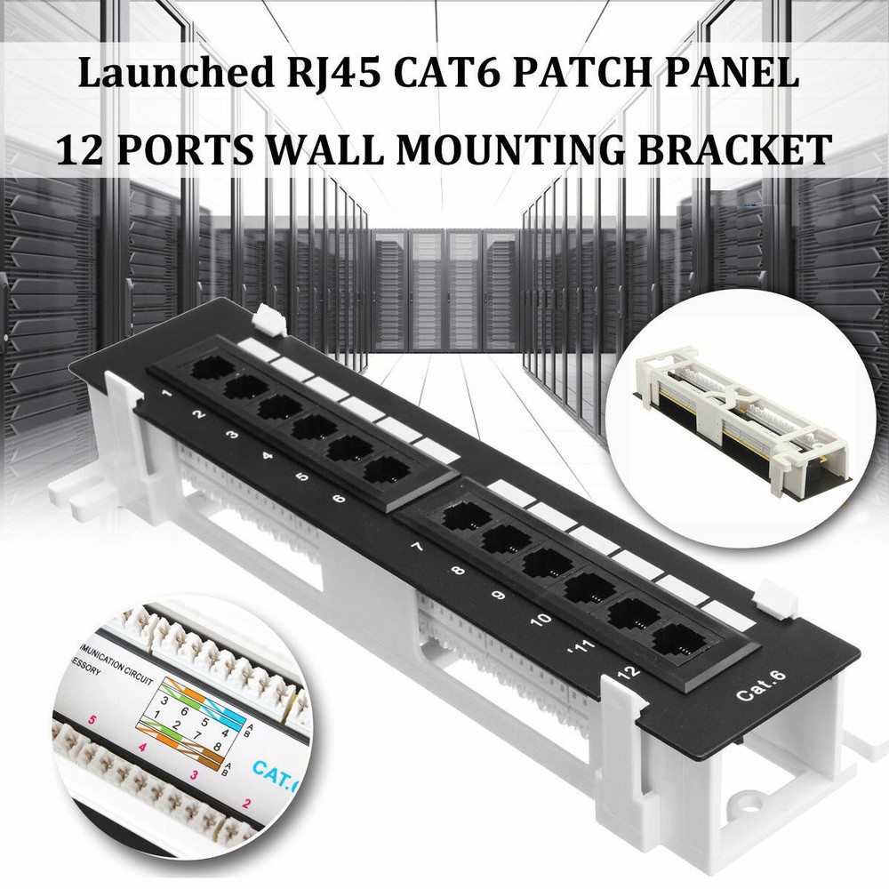Cat6 12 Port Pro RJ45 Mini Patch Panel 110 Network w/ Surface Wall Mount Bracket