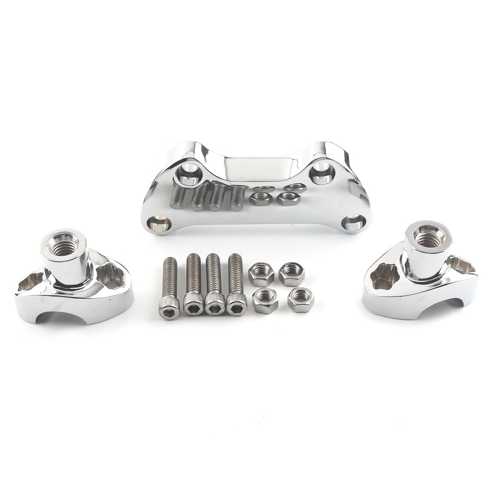 CNC 1.7" Handlebar Risers w/Top Clamp Chrome For Harley Dyna Heritage Softail