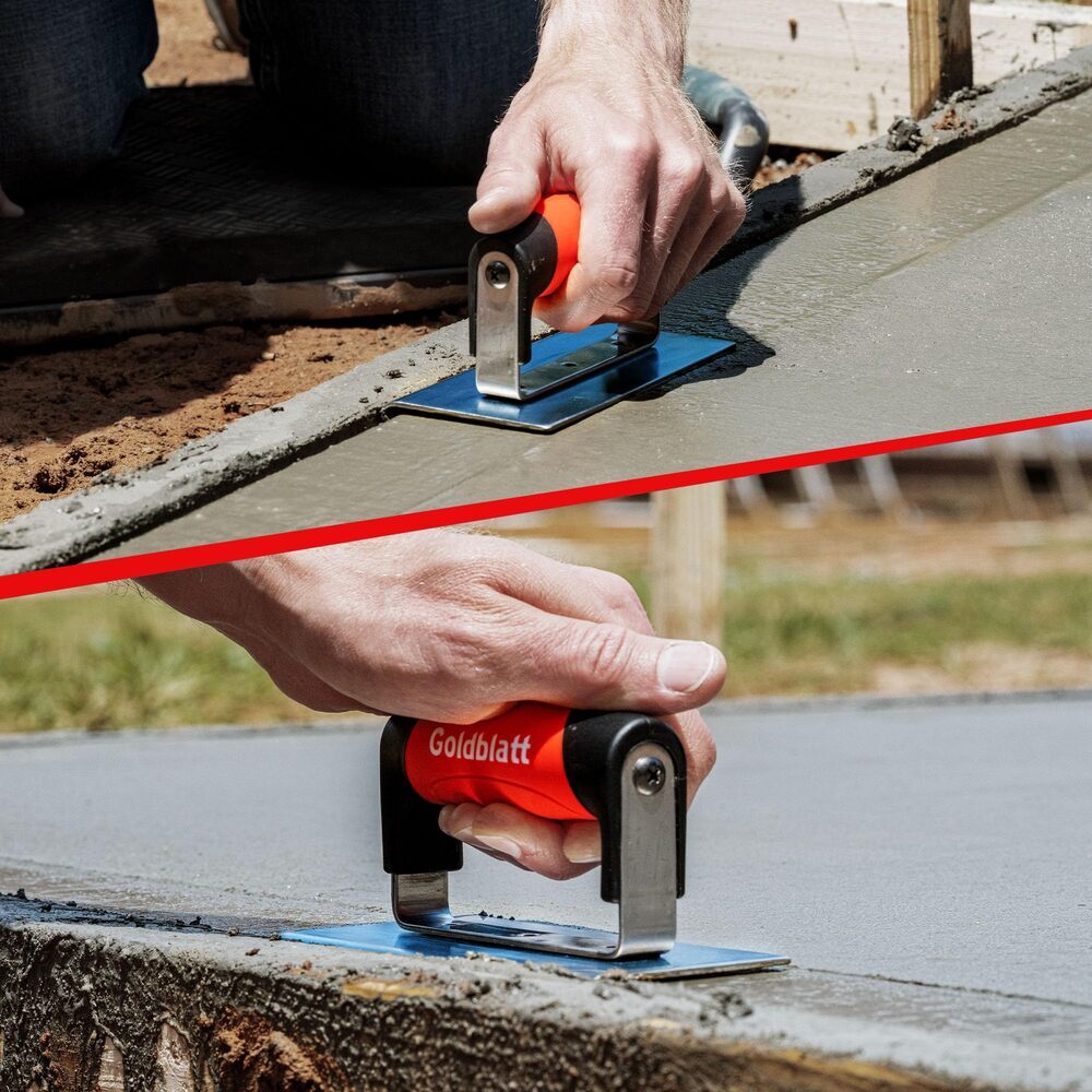 Goldblatt Concrete Edger Tool Concrete Finish Tools 6x6" Steel Edger 3/8"R 1/2"D