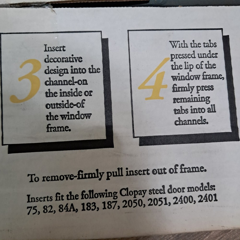 NEW CLOPAY Garage Door Decorative Window Design panel WHITE SUNSET 503 inserts