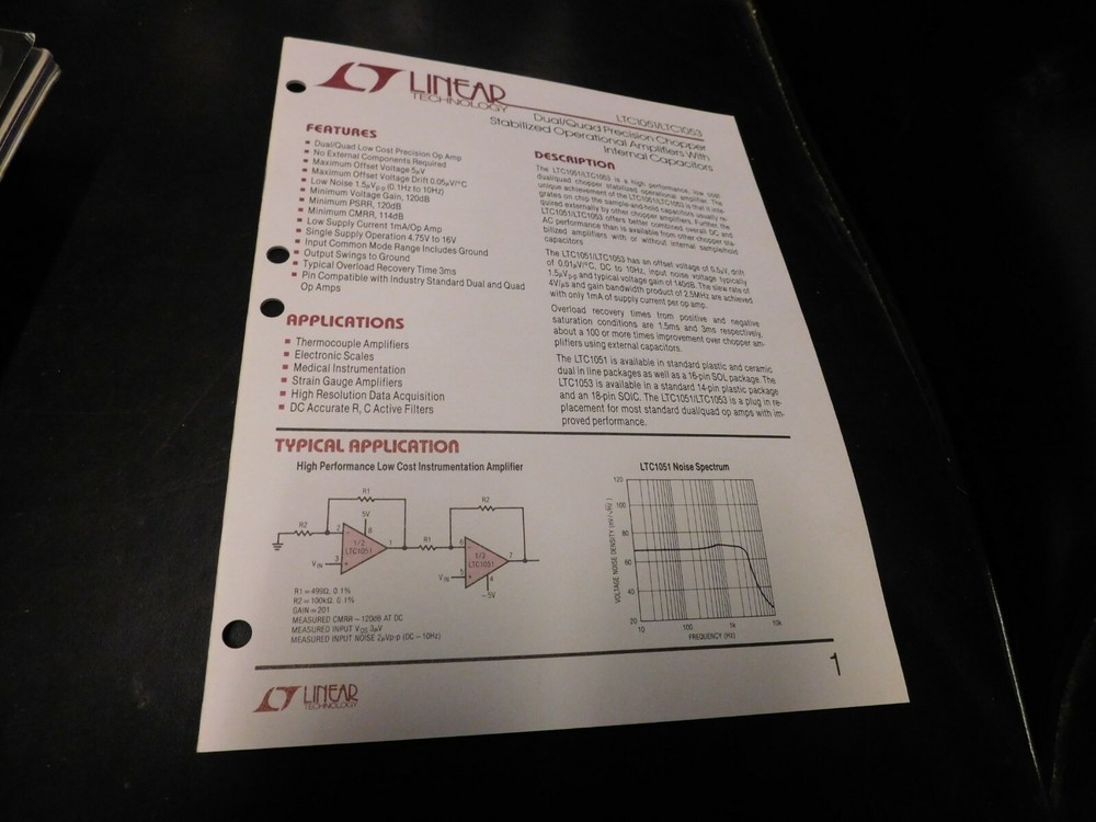 Electronics Specification Guide Application Linear Technology LT1051 1053