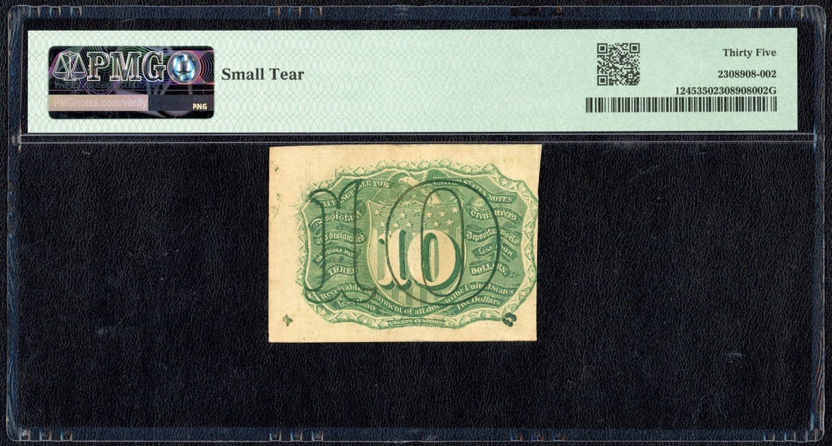 Second Issue Ten Cents Fractional Note Surcharge "18-63" Fr#1245 PMG CH VF 35