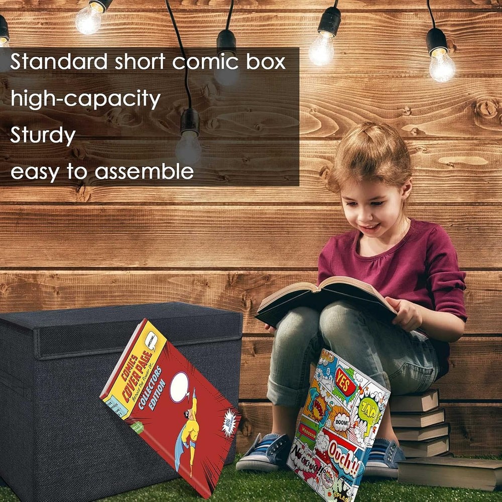 Cotton Linen Comic Book Short Box - Sturdy & Spacious Storage Solution