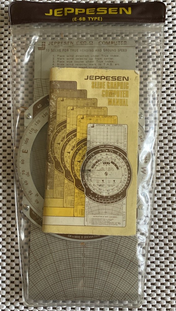 VintageJeppesen E6B Student Pilot Flight Computer Calculation Tool Book And Case